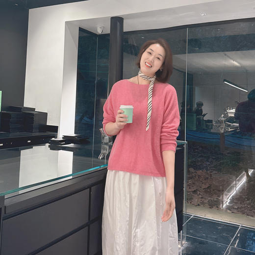 火桐hooton 皇家羊绒 春风有信 山羊绒一字领套头衫 商品图2