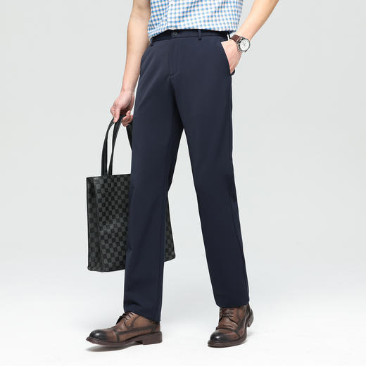 【桑蚕丝】德鲨男士直筒休闲裤2026春夏新款商务百搭裤子弹力长裤 商品图1