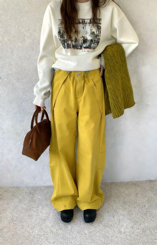 田曦薇同款设计感宽松弯刀裤 商品图9