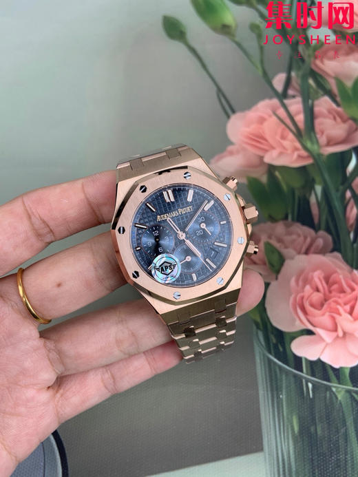 APS新品爱彼皇家橡树系列26715 玫金蓝盘 男士腕表 表径38mm 丹东4801机 小手腕福音 商品图0