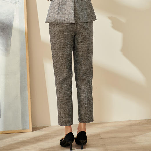 剩S/XL/XXL 米思阳春秋格纹小脚裤时尚通勤百搭显瘦休闲裤女3623 商品图7