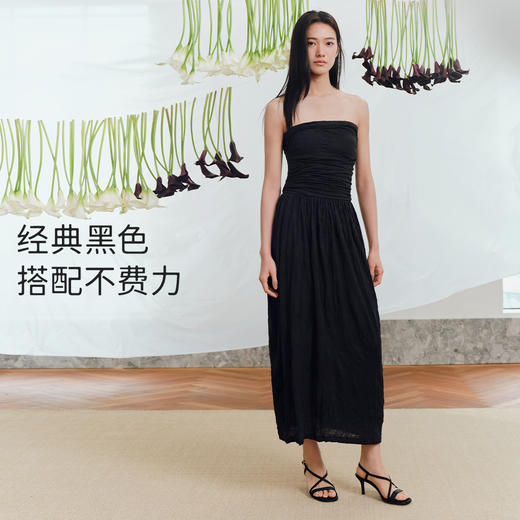 7or9露趾一字带交叉凉鞋高跟鞋黑丝绒/霞多丽 商品图4