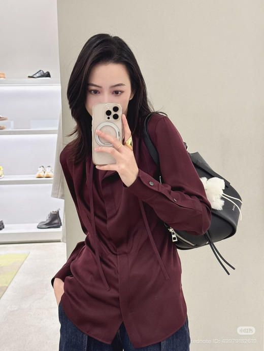 312-5 独家圆正 lew 26ss 30mm重磅真丝 设计感 系带衬衫 我穿40码 商品图7