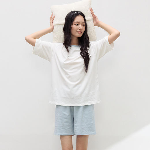 【2026夏季新品】棉柔・撞色家居服套装 可外穿棉睡衣女春夏套头亲肤舒适 简约短袖短裤套装 商品图7