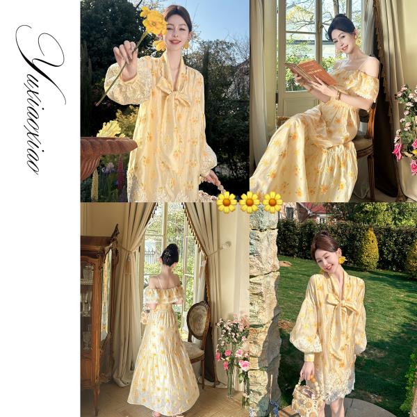 【孤品样衣，不退不换】【雏菊的夏天】轻奢精美绣花印花连衣裙短款夏季&上衣2025