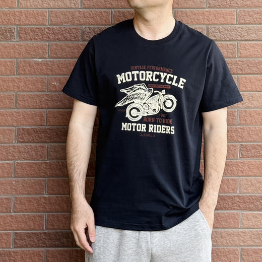 26春夏--男士摩托车印花棉质短袖男T【包邮+三天无理由退换】 商品图1