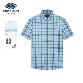 【高弹】德鲨休闲短袖格子衬衫男青年2026夏新款打底上衣弹力衬衣