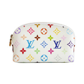 【98新】LV路易威登M13744白三彩村上隆小号贝壳化妆包手拿包女士090326YY37