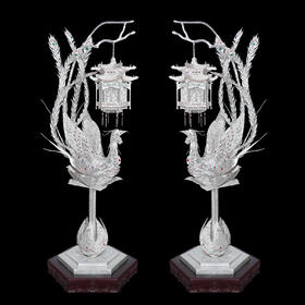 子佩集S999银手工银花丝【凤鸣朝阳宫灯银花丝摆件】大师工坊原创设计（一对）2506