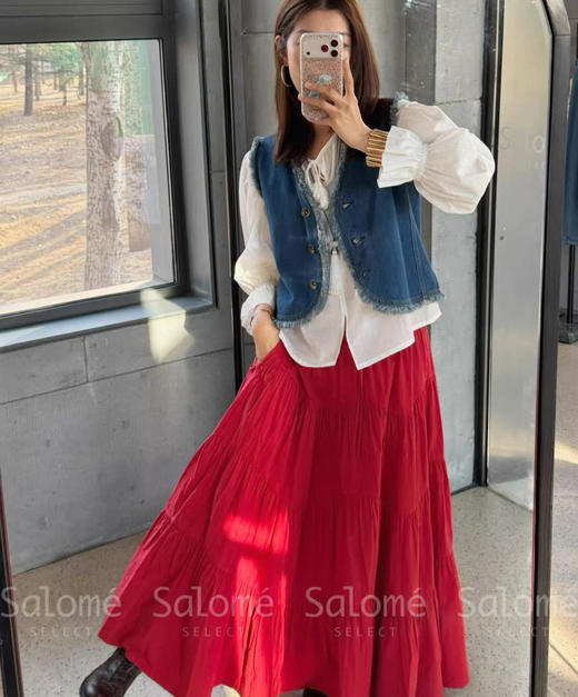 老米优品🎈3-5天！福利款❤ 出口品质。懒人穿搭天花板《复古水洗单宁毛边设计款牛仔马甲+鱼尾裙套装》甜酷平衡刚刚好，毛边设计+同色系高级感拉满~TZ260312A 商品图8