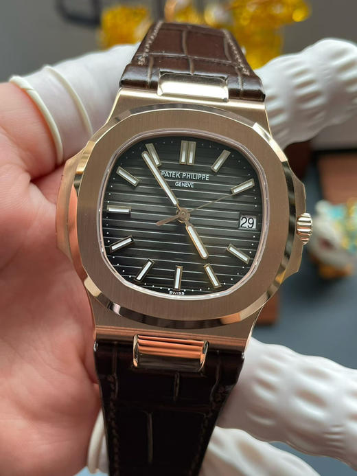 百达翡丽DDF鹦鹉螺5711系列 DDF玫金皮带配重版 重量102克 男士腕表 丹东324一体机 商品图1