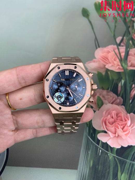 APS新品爱彼皇家橡树系列26715 玫金蓝盘 男士腕表 表径38mm 丹东4801机 小手腕福音 商品图1