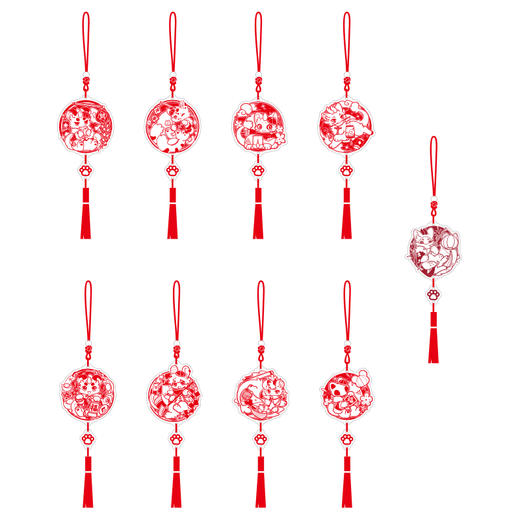 《非人哉官方店》有兽焉窗花系列亚克力挂件盲盒闪粉膜新年钥匙扣挂饰 商品图4