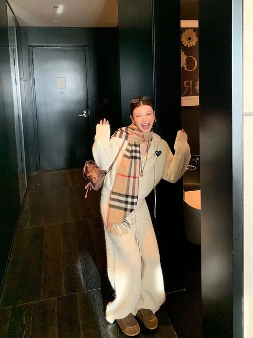 F031205温柔松弛宽松日常高腰垂顺休闲居家慵懒随性针织连帽套装 商品图4