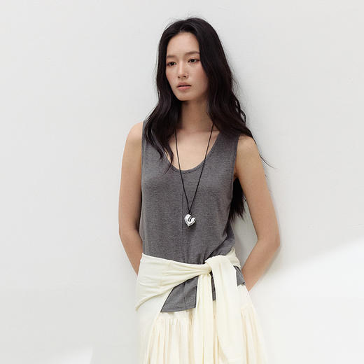 【2026夏季新品】醋酸亚麻・中线背心 丝滑凉感莱赛尔宽松吊带时尚内搭条纹春夏打底衫 商品图4