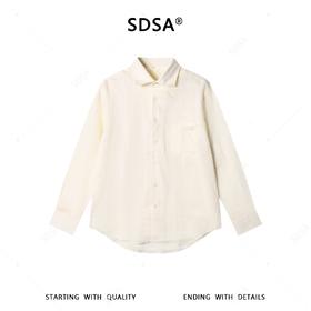 SDSA男装2026新款高贵轻奢极简风纯色亚麻长袖衬衫百搭时尚衬衣
