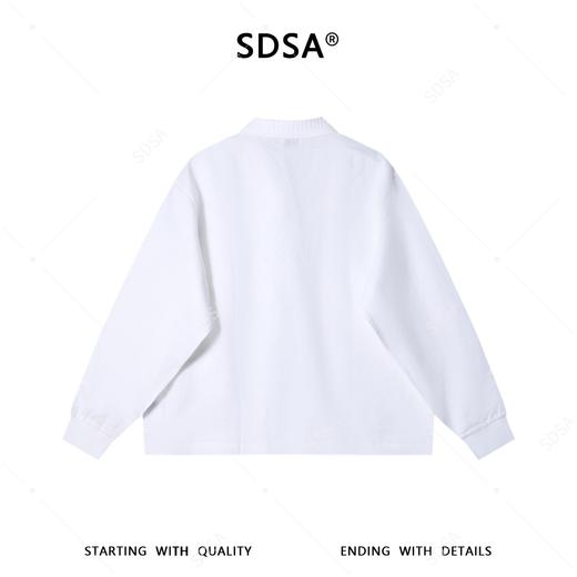 SDSA男装2026新款高贵轻奢韩版简约纯色拼接翻领长袖T恤百搭宽松 商品图4