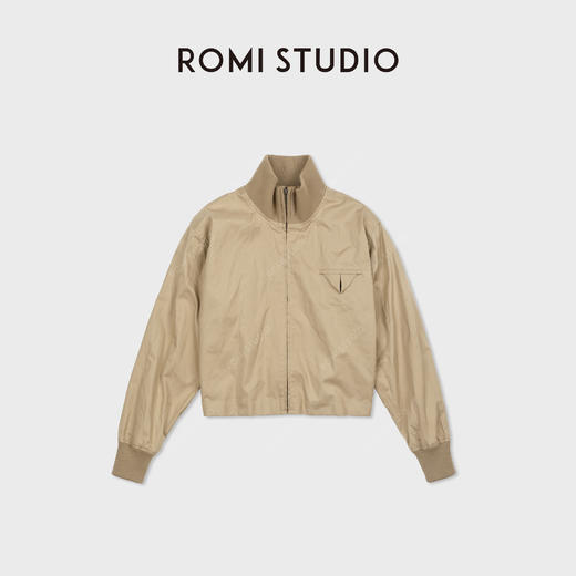 ROMI STUDIO“三角翻盖”高弹罗纹极简立领宽松夹克外套 RWCAWU6713 商品图2