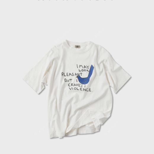 ROMI STUDIO"简约基础"汉麻混纺印花百搭圆领短袖T恤 RWCRSU5854 商品图1