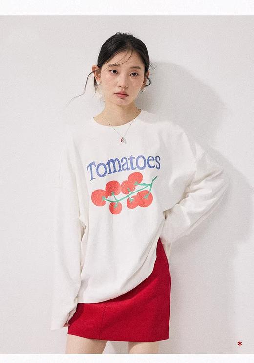 韩系松弛感・🍅小番茄印花长袖T恤 商品图1