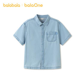 【balaOne】巴拉巴拉男童短袖衬衫儿童中大童牛仔2026新款夏百搭