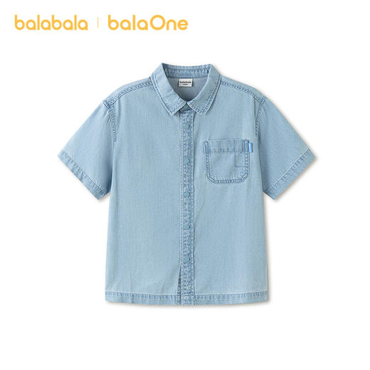【balaOne】巴拉巴拉男童短袖衬衫儿童中大童牛仔2026新款夏百搭 商品图0