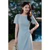 米思阳2026春季新款优雅气质修身连衣裙褶皱设计感圆领包臀裙1019 商品缩略图4