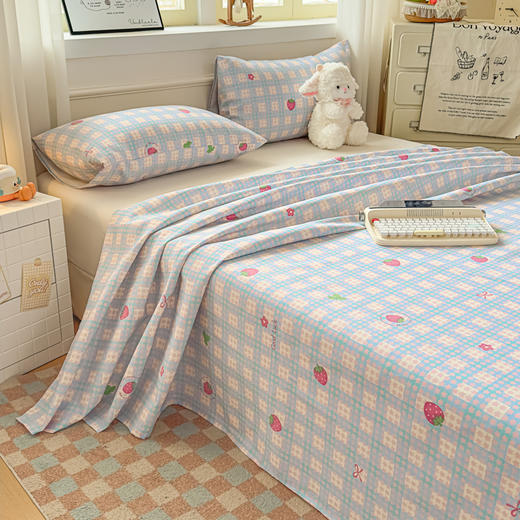 【品牌直发】加倍生活 细纱卡通原棉老粗布床单凉席 床单三件套-卡通系列 12色可选新升级yc0318022 商品图1