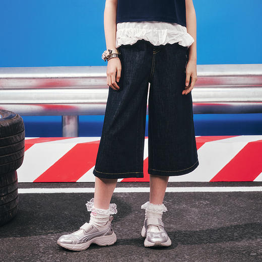 PUMA彪马童装2026夏季新款儿童女童裤子牛仔七分裤休闲时尚 商品图2