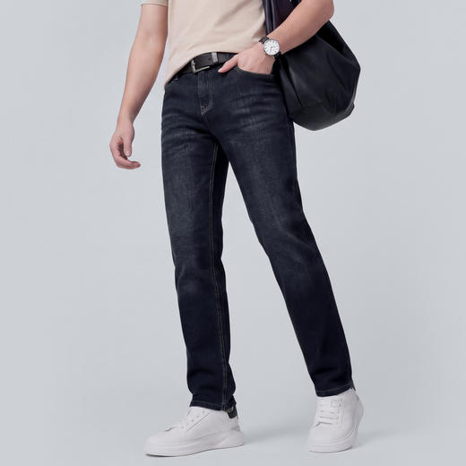 【含棉】圣得西牛仔裤男款2026新款春季通勤百搭休闲直筒水洗裤子 商品图7