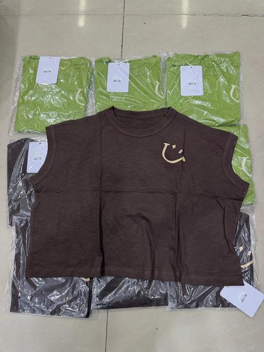 F031216笑脸印花M型宽松罩衫竹节棉T恤夏季舒适透气上衣 商品图0