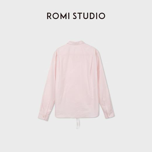 ROMI STUDIO全棉肌理感亲肤洗水抽褶翻领宽松开襟衬衫 RWCSSG7213 商品图3