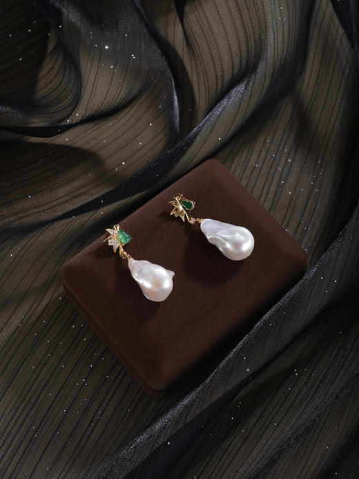 子佩集【福竹缱绻】银S925珍珠惜王妃耳钉【W7448-1】双色巴洛克2602 商品图4