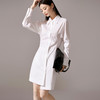 剩M 芳外新款气质休闲不规则连衣裙白色Polo领长袖裙子女8T23AL0067 商品缩略图1