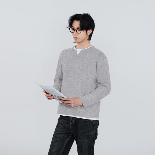 【新品上新】HX 冬季假两件圆领毛衫S107544298101 商品图1