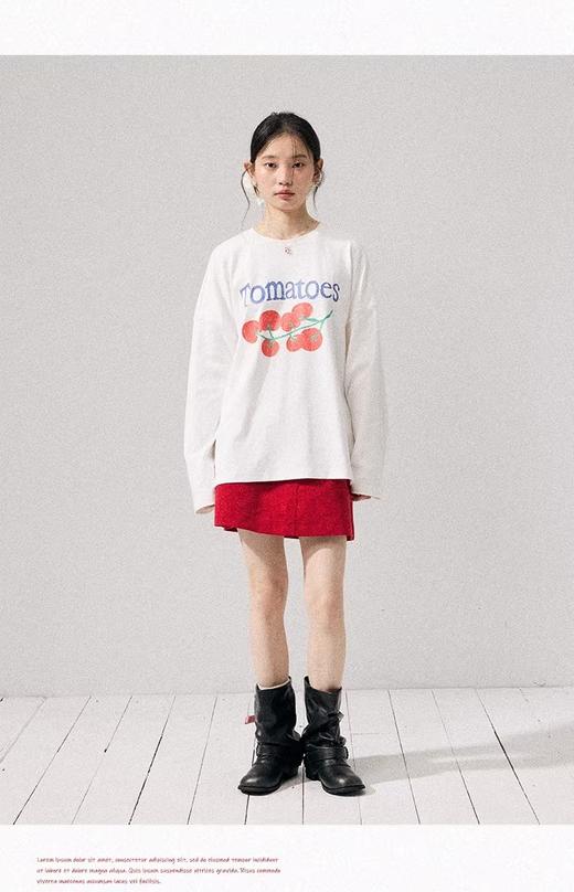 韩系松弛感・🍅小番茄印花长袖T恤 商品图0