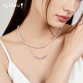 AJIDOU阿吉豆项链女气泡珍珠双层小众轻奢设计感短链锁骨链毛衣链
