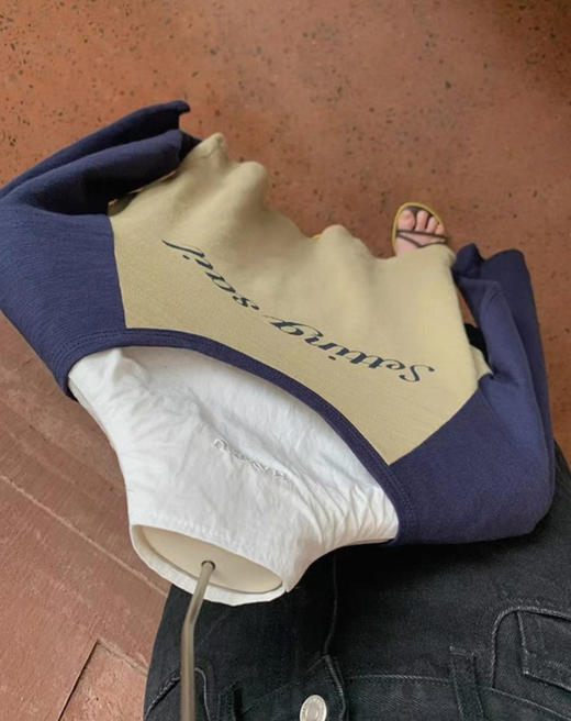 老米优品🎈3-5天！韩代同款！《竹节棉⛵ 航海风字母插肩撞色美式tee》把自由与热爱穿在身上，小宽松版型，舒适自在~ ！T260312A 商品图4