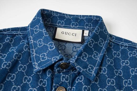 F031254新款满印双G字母单排扣情侣款洗水牛仔衬衫上衣外套 商品图10