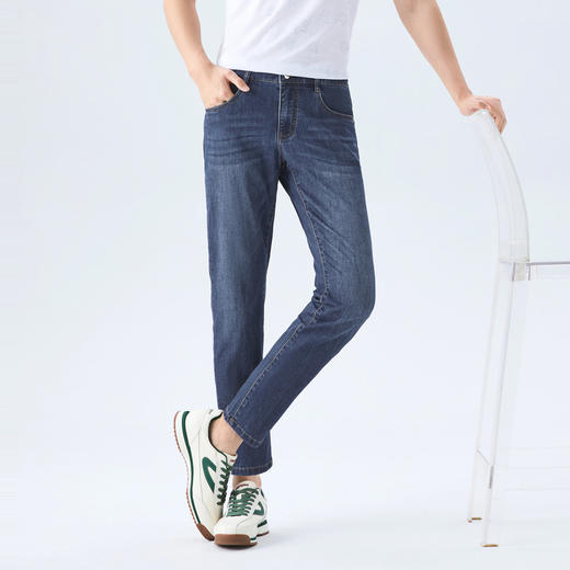 【瞬间凉感】柒牌男士牛仔长裤2026春夏新款潮流修身男款休闲裤 130H70720 商品图1