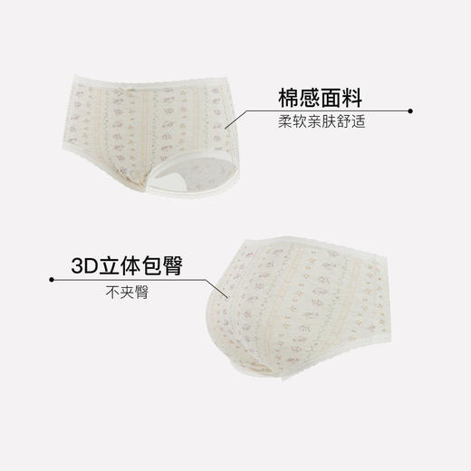 【满4条/7.5折】（中版）【秀黛】女时尚花纱印花平角裤棉质色纺纱印花蕾丝透气舒适女士内裤【1条】W5333606T【门店同款】【内裤非质量问题不退款，介意勿拍】 商品图1