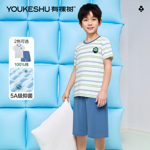 【清仓捡漏】【5A抑菌 100%棉】【120-150】【有棵树】男童夏季纯棉睡衣套装 商品图0