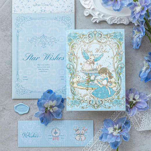 陌墨茶话会系列插画烫金贺卡信封套装 商品图2