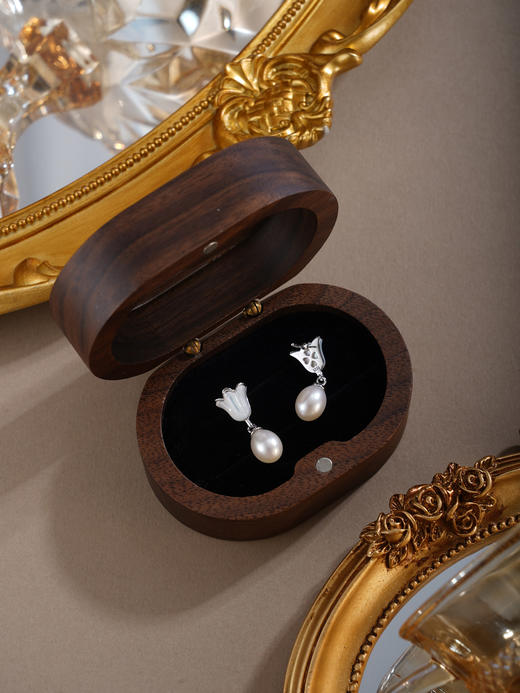 子佩集【森系铃音】银S925珍珠惜王妃耳钉【YE0990】双色玉兰花2602 商品图6