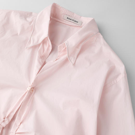 ROMI STUDIO全棉肌理感亲肤洗水抽褶翻领宽松开襟衬衫 RWCSSG7213 商品图5