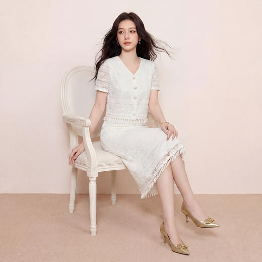 奢姿大码女装2026夏季胖妹妹时尚流苏蕾丝两件套气质精致减龄套装9962954500 商品图1