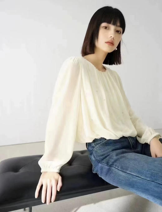 新款重磅烫钻真丝衬衫 商品图0