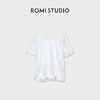 ROMI STUDIO100%棉砂洗加软宽松卷边铝丝打底内搭背心&短袖T恤RWCSSG7365 商品缩略图1
