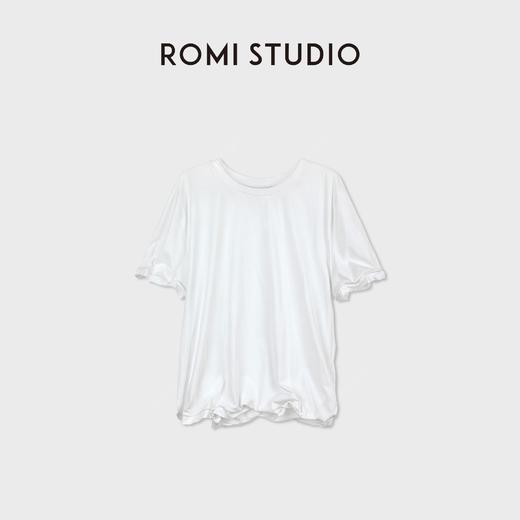 ROMI STUDIO100%棉砂洗加软宽松卷边铝丝打底内搭背心&短袖T恤RWCSSG7365 商品图1