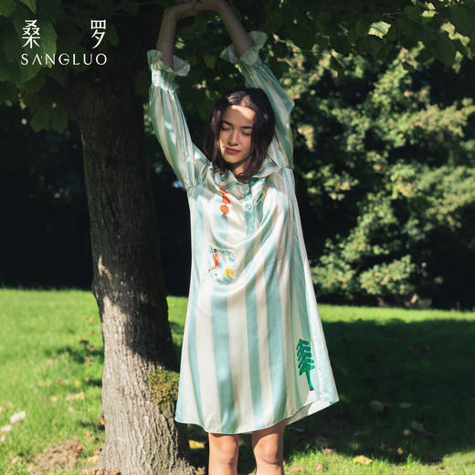 【李兰迪同款】SANGLUO热带岛睡裙春夏外穿柔滑舒适居家睡衣直筒宽松家居服 商品图1